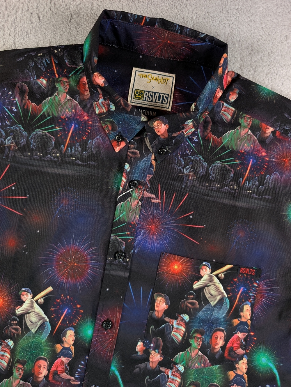 RSVLTS Sandlot Night Game Shirt Mens M NWT Short Sleeve Button Up